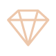Minimalist line art of a diamond shape in a soft beige color, symbolizing luxury and elegance.