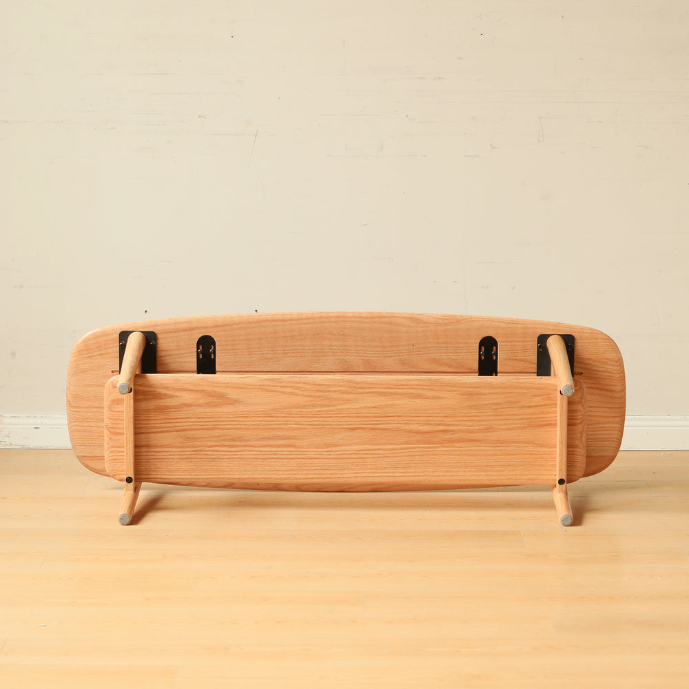 Center table Low Table 100% solid wood Top plate Desk Coffee table Width 120 x Depth 40 x Height 42 cm Study desk Work from home Easy to assemble Natural wood with storage shelf Natural writing desk