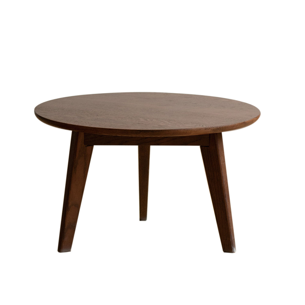 Round Solid Oak Wood Top Coffee Table Walnut