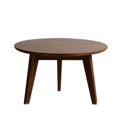 Round Solid Oak Wood Top Coffee Table Walnut
