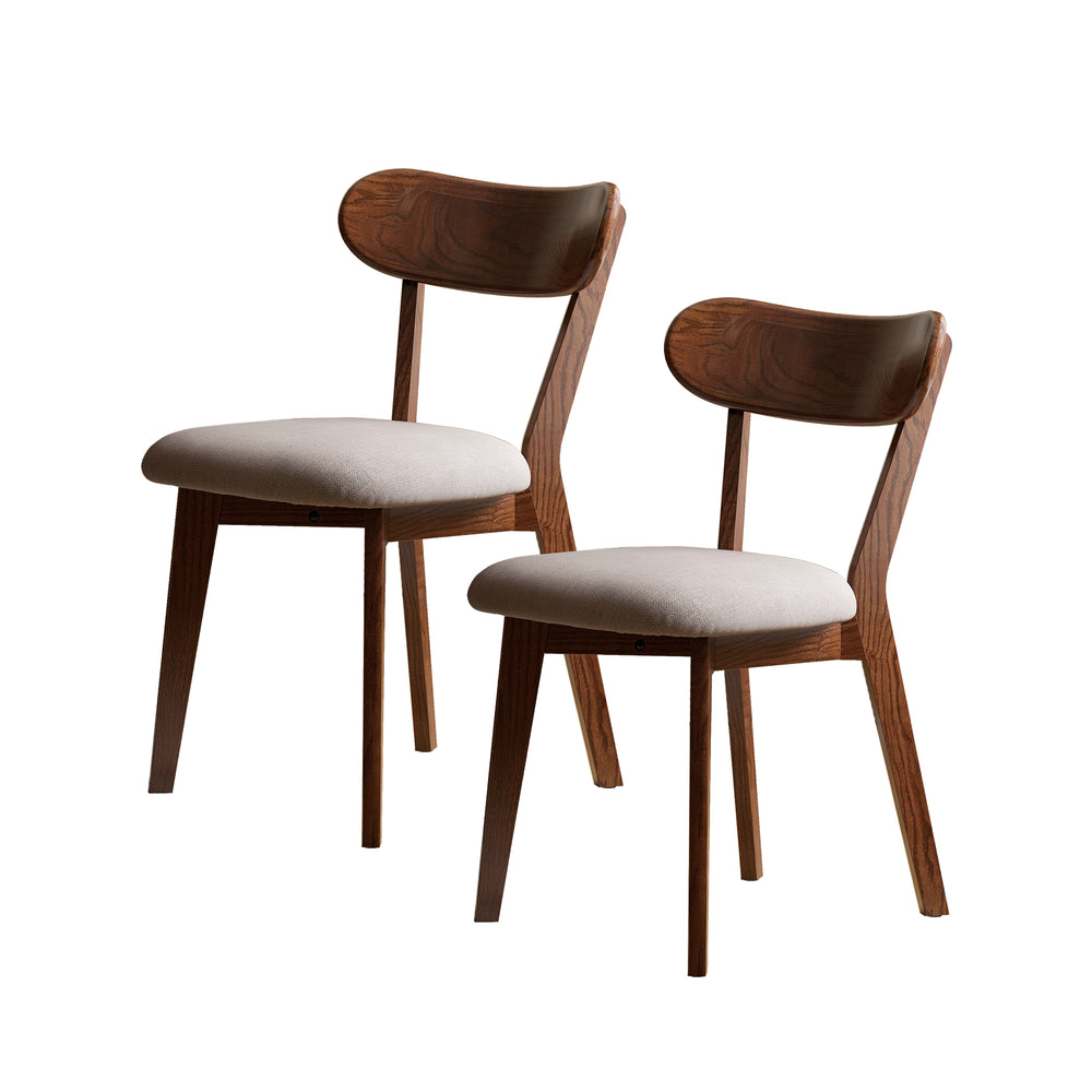 (Set of 2 pcs) Walnut Color Dining Chair FAS Grade Oak Natural Wood Made in North America 100% Dirt-free Wood Chair Solid Chair Table Chair Wooden Living Room Chair 47.5 * 55.5 * 78cm