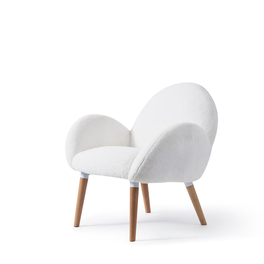 Elegant Beech Frame Sofa Chair with Imitation Lamb Fabric for Living Room and Hotel, White