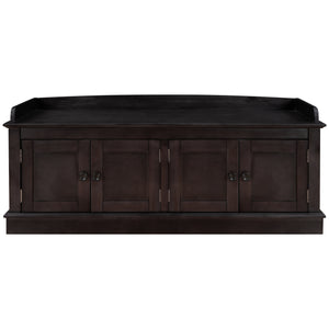 Storage Bench with 4 Doors and Adjustable Shelves, Shoe Bench with Removable Cushion, Espresso