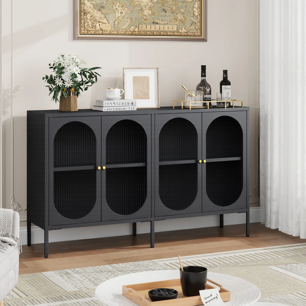 Multi-Purpose Dining Room Sideboard with Ripple Glass Doors
