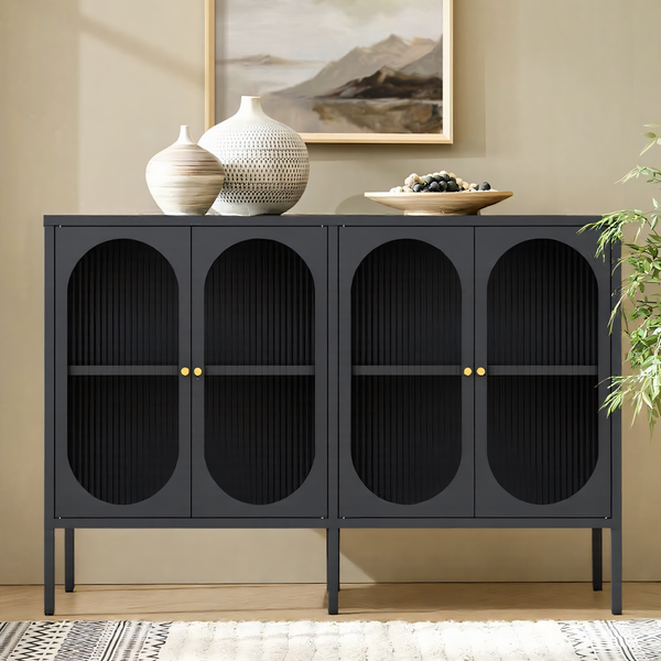 Multi-Purpose Dining Room Sideboard with Ripple Glass Doors