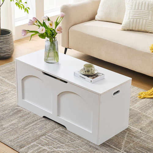Retro Storage Chest Bench with Safety Hinge