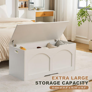 Retro Storage Chest Bench with Safety Hinge
