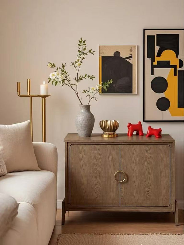 Soft Modern Accent Cabinet with Warm Latte Finish