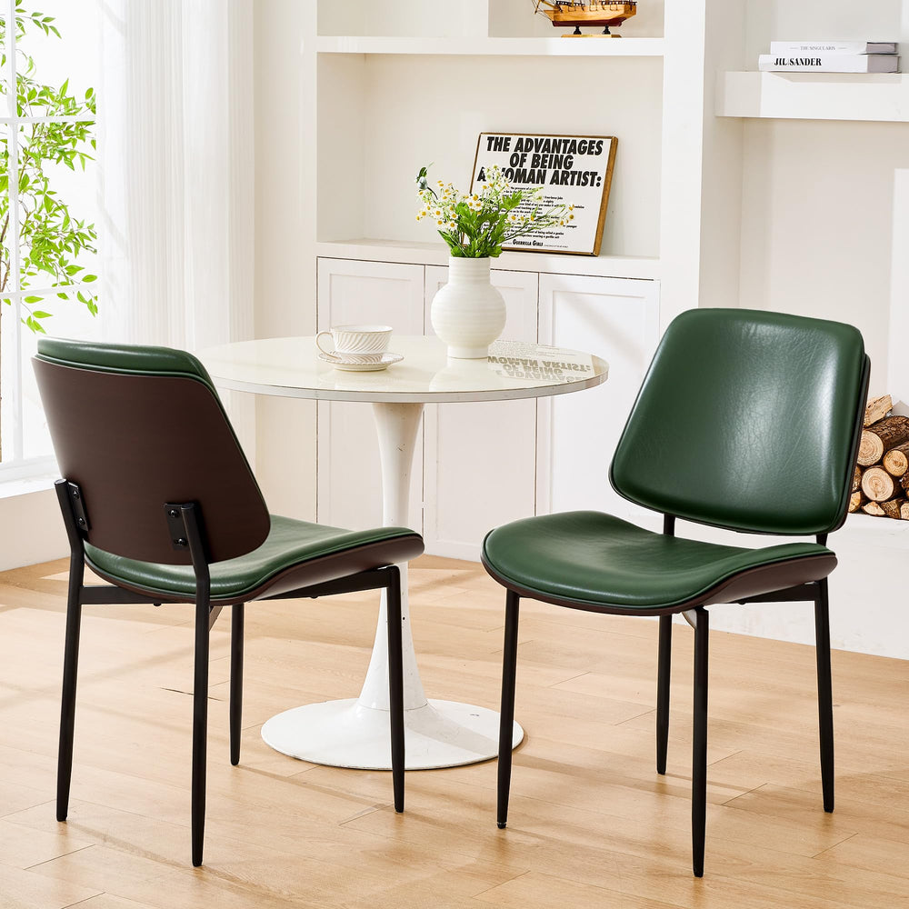 Mid-Century Modern Armless Kitchen PU Leather Dining Chairs Set