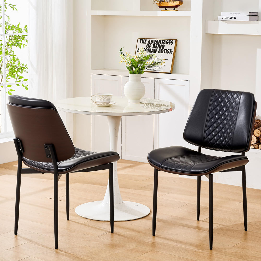 Mid-Century Modern Armless Kitchen PU Leather Dining Chairs Set