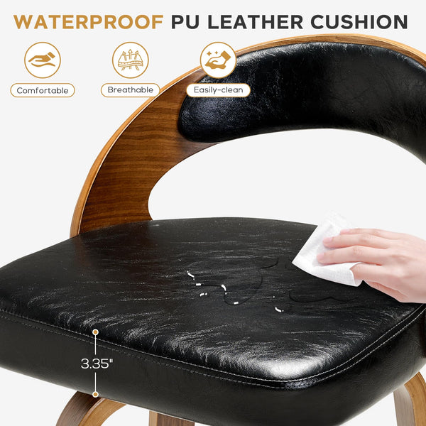 Waterproof PU leather cushion of Viroformo bar stool, showing easy-clean feature and comfort during maintenance.