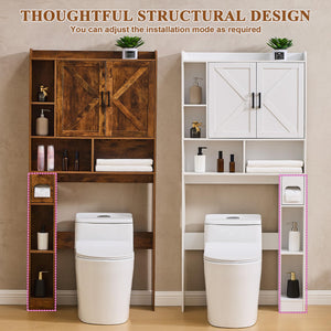 Over-The-Toilet Storage Cabinet with Barn Doors and Toilet Paper Holder