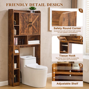 Over-The-Toilet Storage Cabinet with Barn Doors and Toilet Paper Holder